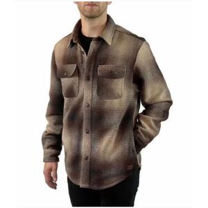Jachs New York Wool Blend Brown Lined Plaid Shirt Jacket Shacket Sz XL